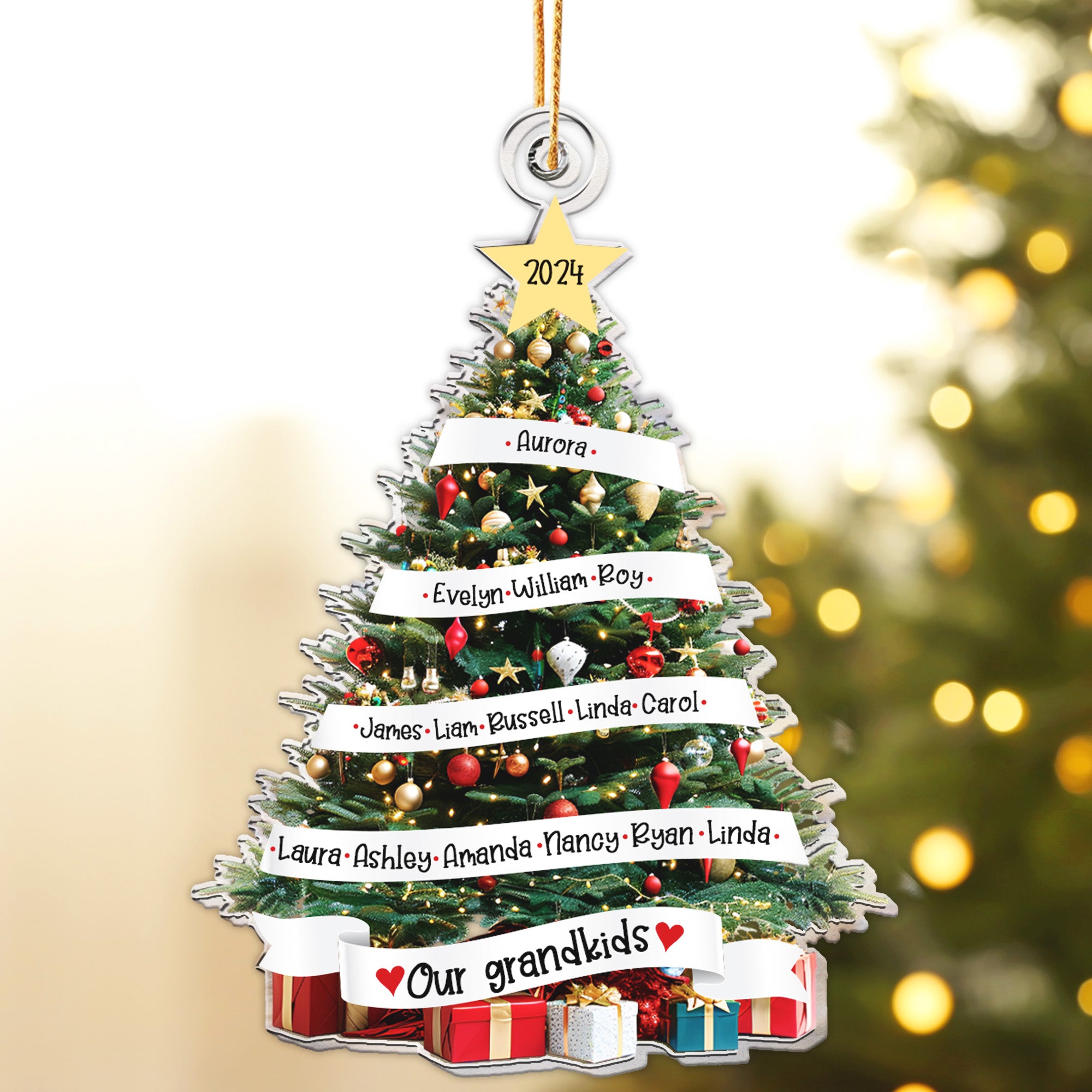 Our Grandkids Names On The Christmas Tree - Personalized Acrylic Ornament