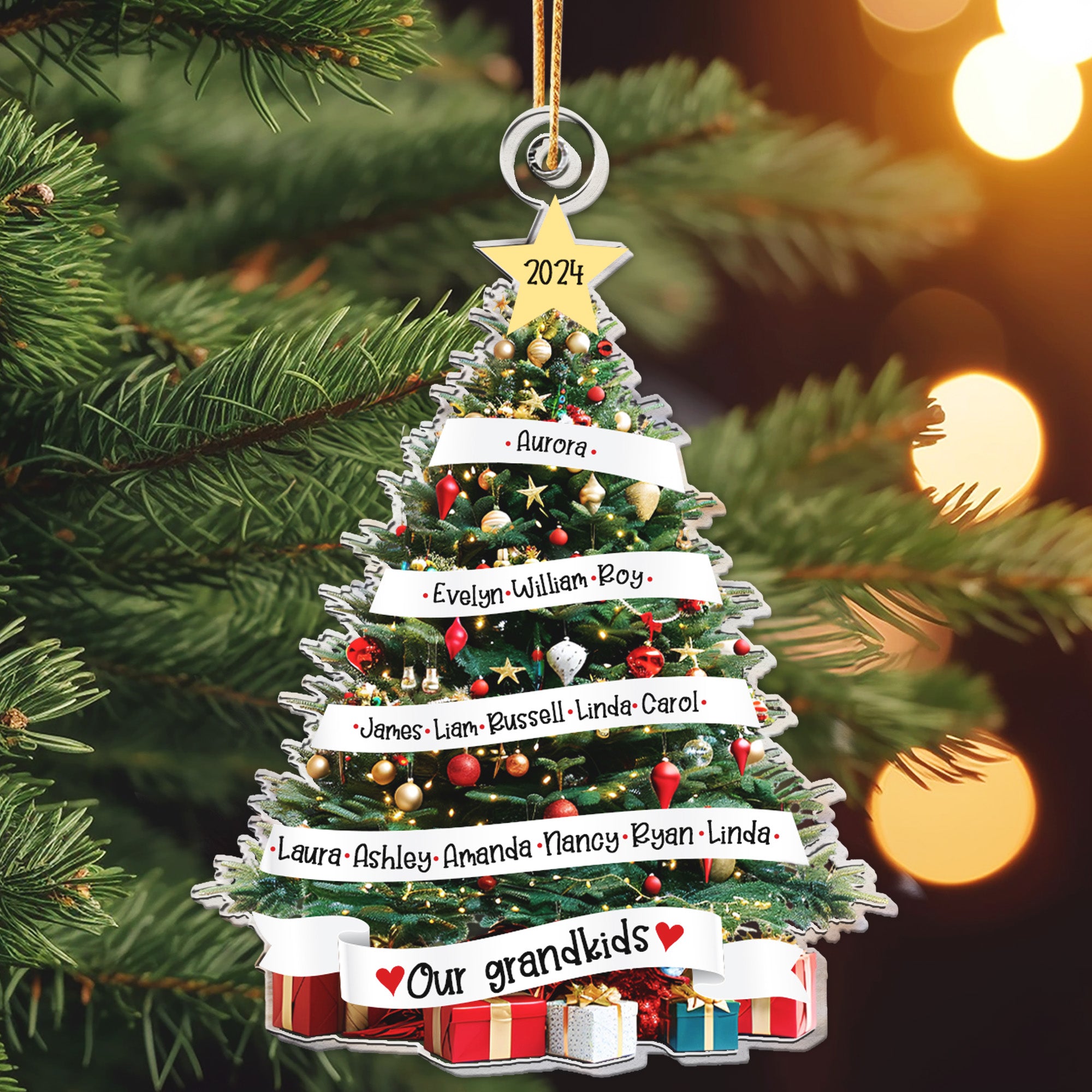 Our Grandkids Names On The Christmas Tree - Personalized Acrylic Ornament