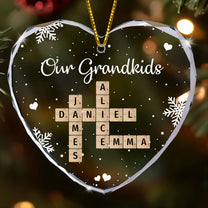 Our Grandkids Scrabble - Personalized Heart Glass Ornament