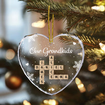 Our Grandkids Scrabble - Personalized Heart Glass Ornament