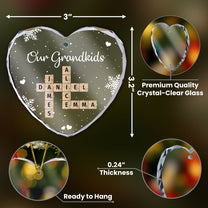 Our Grandkids Scrabble - Personalized Heart Glass Ornament