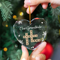 Our Grandkids Scrabble - Personalized Heart Glass Ornament