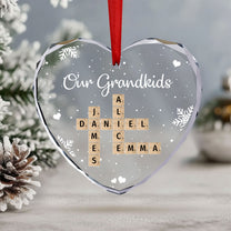 Our Grandkids Scrabble - Personalized Heart Glass Ornament