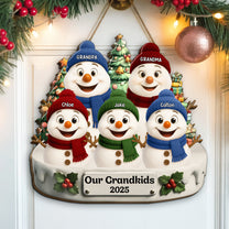 Our Grandkids Snowman - Personalized Wood Sign