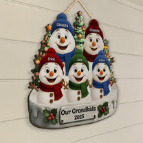 Our Grandkids Snowman - Personalized Wood Sign