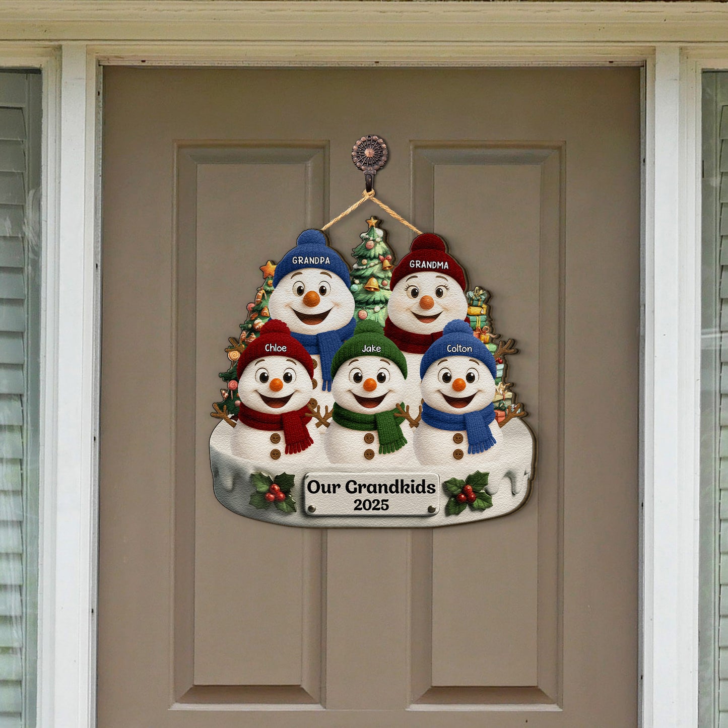 Our Grandkids Snowman - Personalized Wood Sign