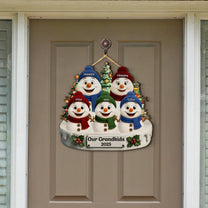 Our Grandkids Snowman - Personalized Wood Sign