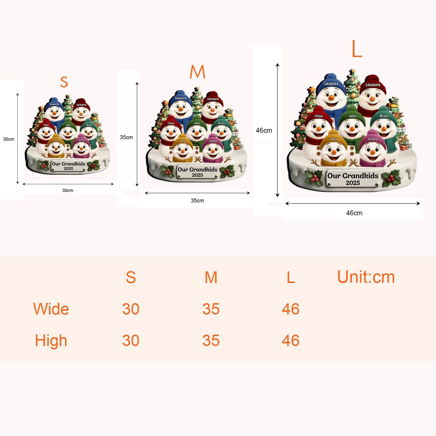 Our Grandkids Snowman - Personalized Wood Sign