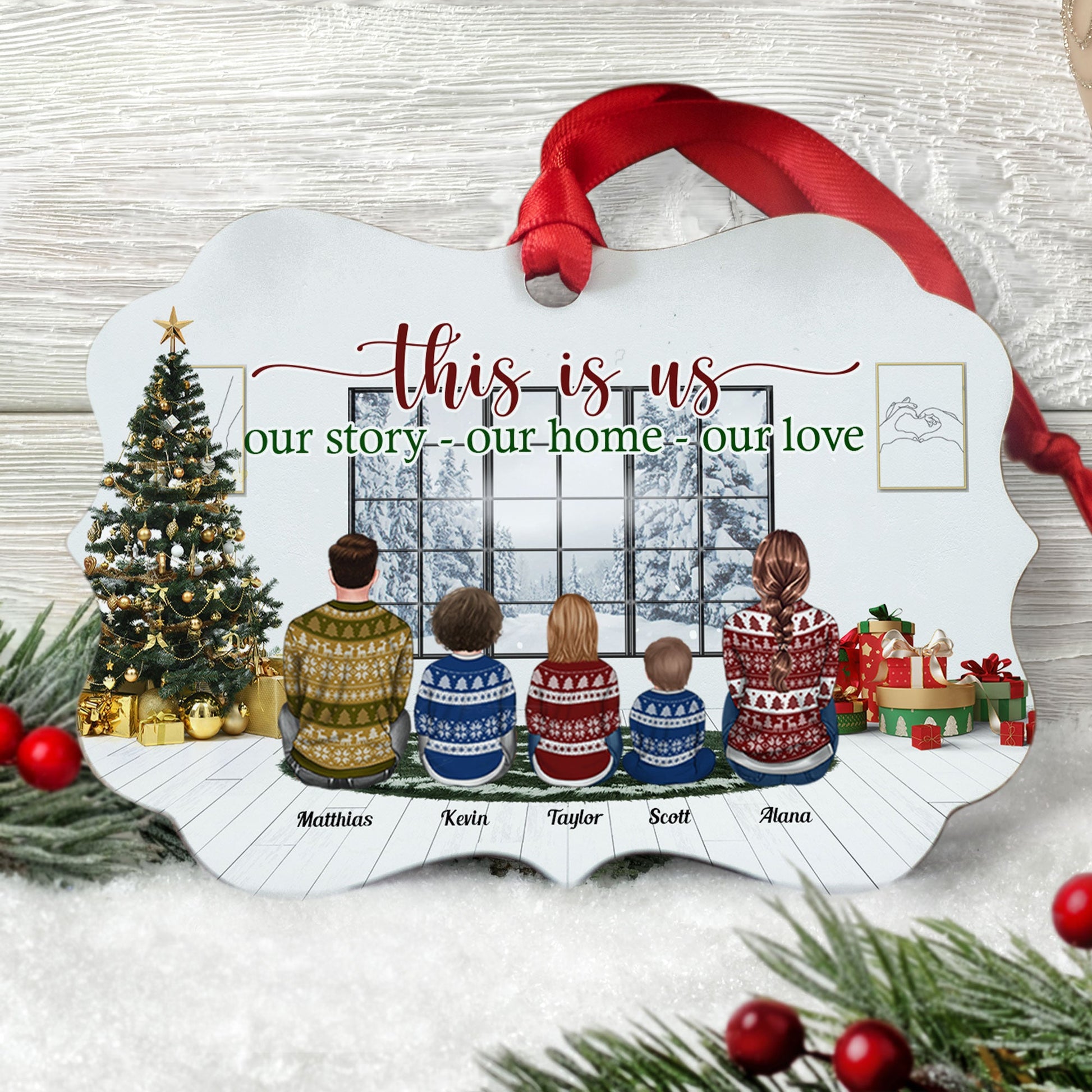 Our Home Our Love - Personalized Alumium Ornament - Christmas Gifts For Family, Wife, Husband, Mom, Dad