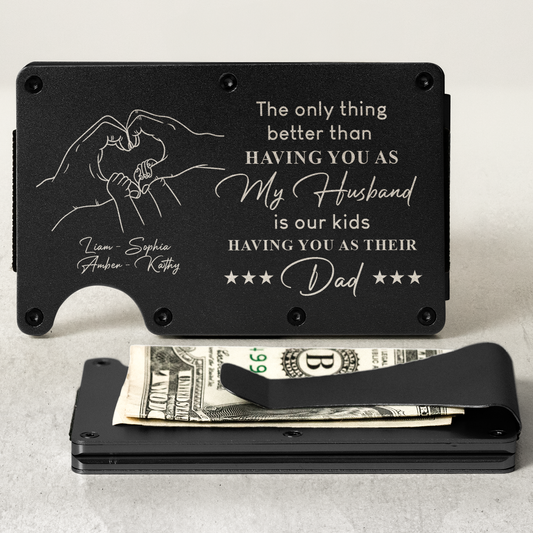 Our Kids Having You As Their Dad - Personalized Metal Card Holder