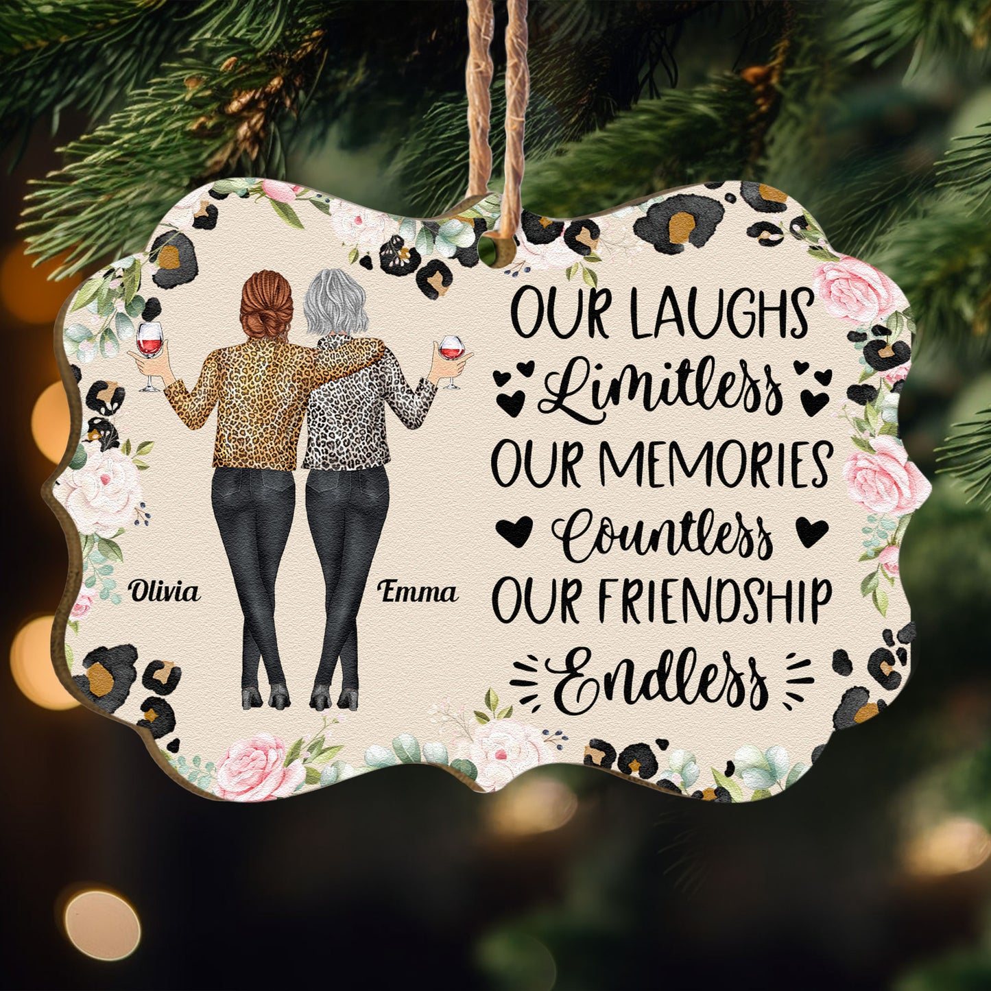 Our Laughes Are Limitless Leopard - Personalized Wooden Ornament