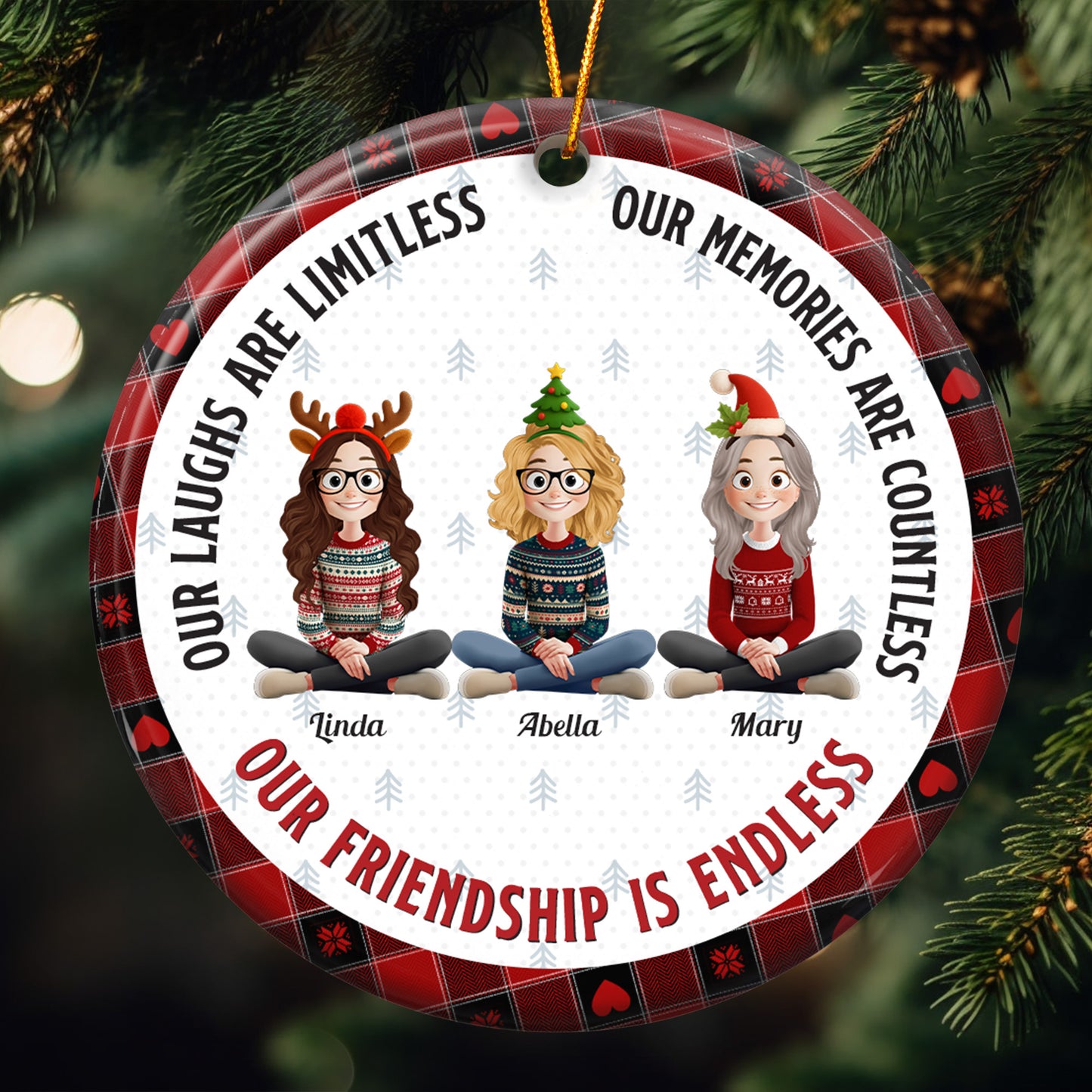 Our Laughs Are Limitless Friendship Christmas Gift - Personalized Ceramic Ornament