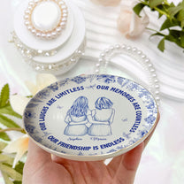 Our Laughs Are Limitless Friendship Gift Toile De Jouy - Personalized Jewelry Dish