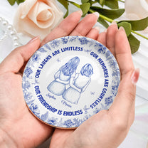 Our Laughs Are Limitless Friendship Gift Toile De Jouy - Personalized Jewelry Dish