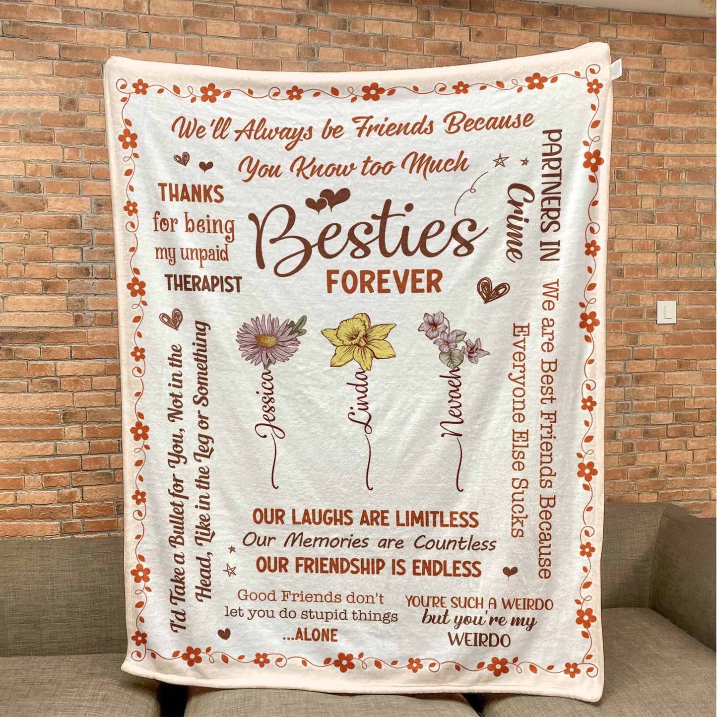 Our Laughs Are Limitless Our Memories Are Countless - Custom Birth Flower - Personalized Blanket