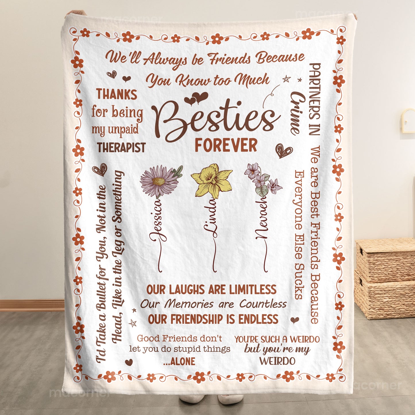 Our Laughs Are Limitless Our Memories Are Countless - Custom Birth Flower - Personalized Blanket