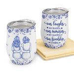Our Memories Are Countless Our Friendship Is Endless Toile De Jouy - Personalized Wine Tumbler