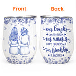 Our Memories Are Countless Our Friendship Is Endless Toile De Jouy - Personalized Wine Tumbler