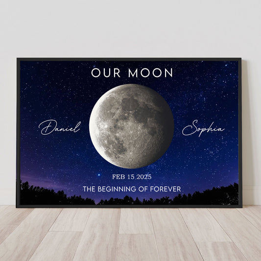 Our Moon Phase The Beginning Of Forever Anniversary Valentine's Day Gift - Personalized Poster