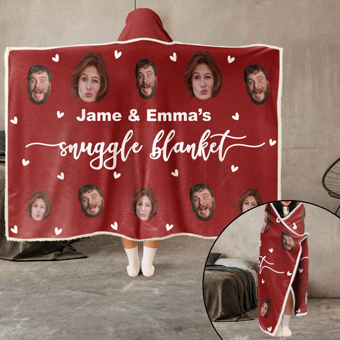 Our Snuggle Blanket - Personalized Photo Wearable Blanket Hoodie