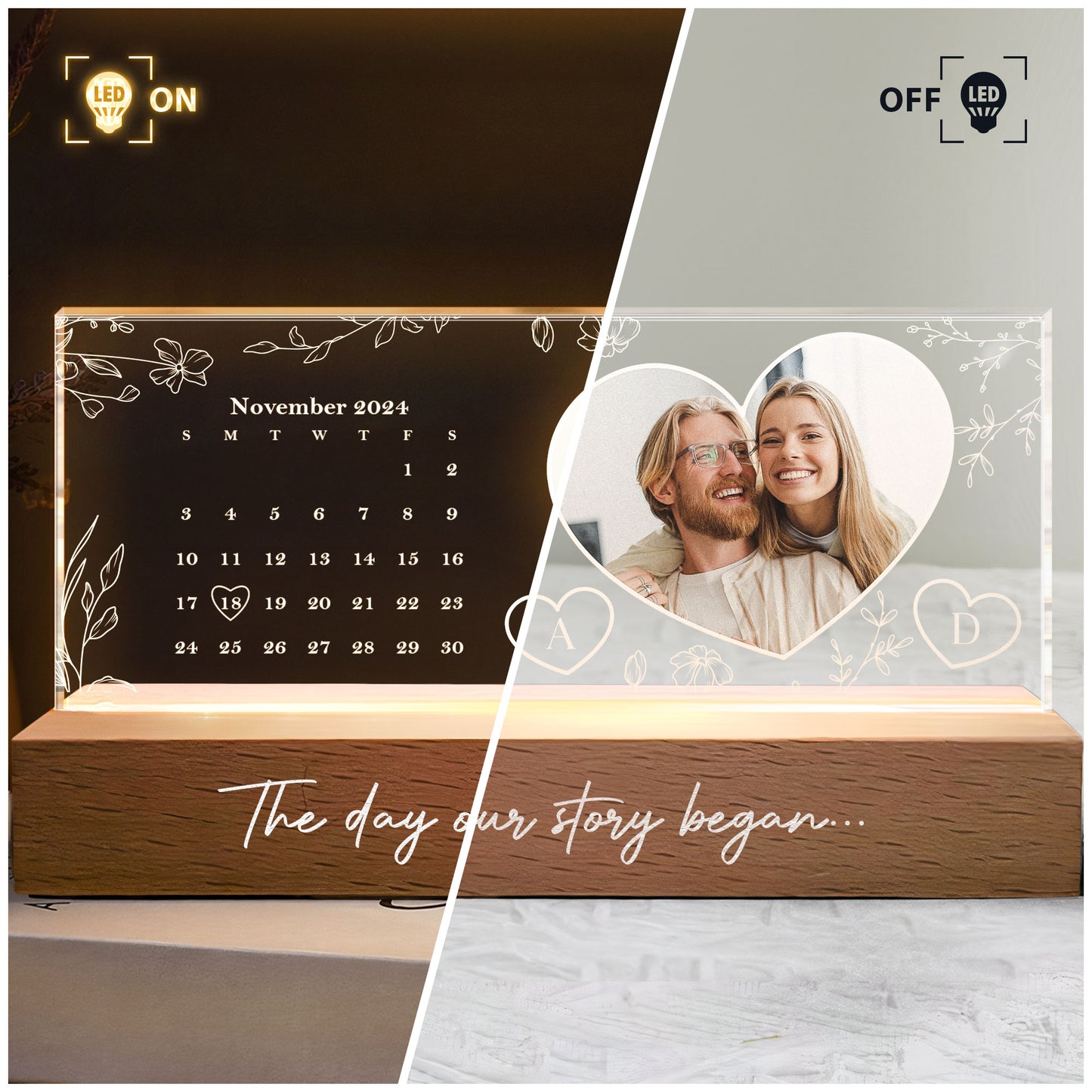 Our Story Began - Personalized Photo LED Night Light