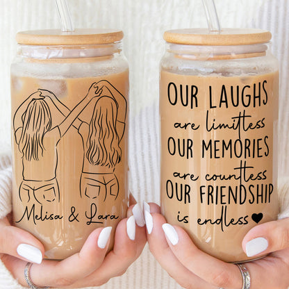 Our Laughs Are Limitless, Our Memories Are Countless - Personalized Clear Glass Cup