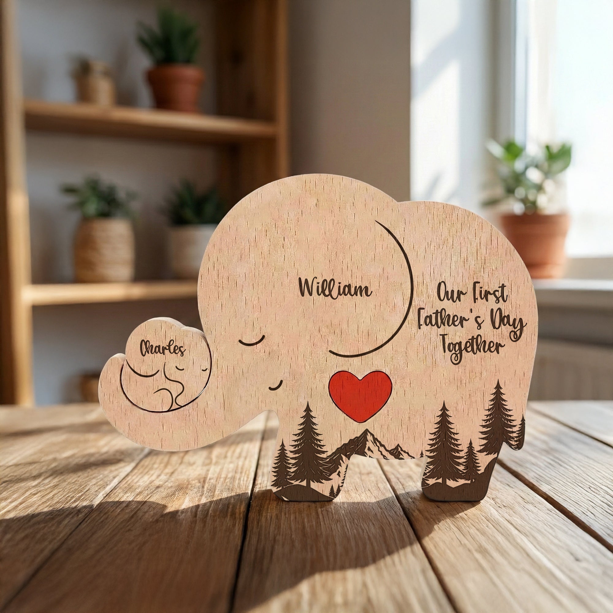 Our-1st-Father's-Day-Together-Elephant-Dad-&-Baby-Forest-Style-Personalized-Puzzle-3