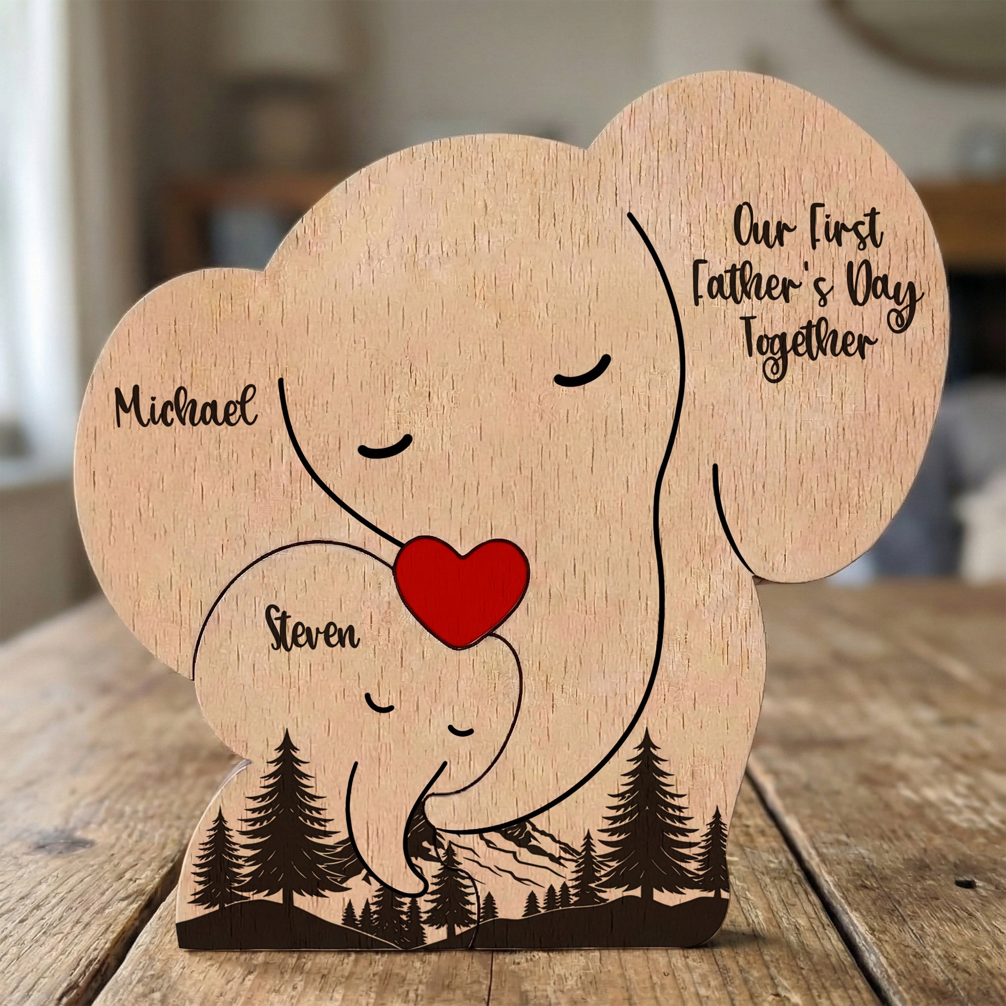 Our-1st-Father's-Day-Together-Elephant-Dad-&-Baby-Forest-Style-Personalized-Puzzle-4