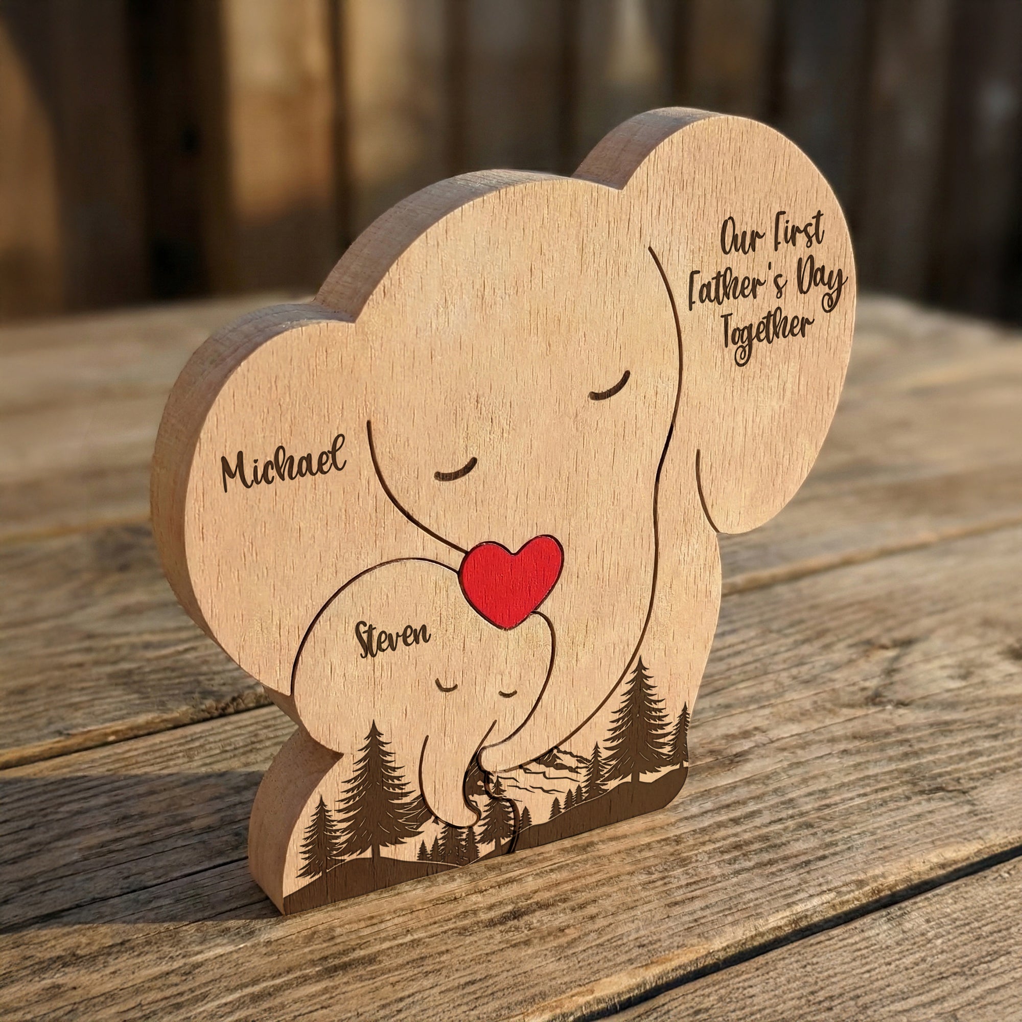 Our-1st-Father's-Day-Together-Elephant-Dad-&-Baby-Forest-Style-Personalized-Puzzle-5