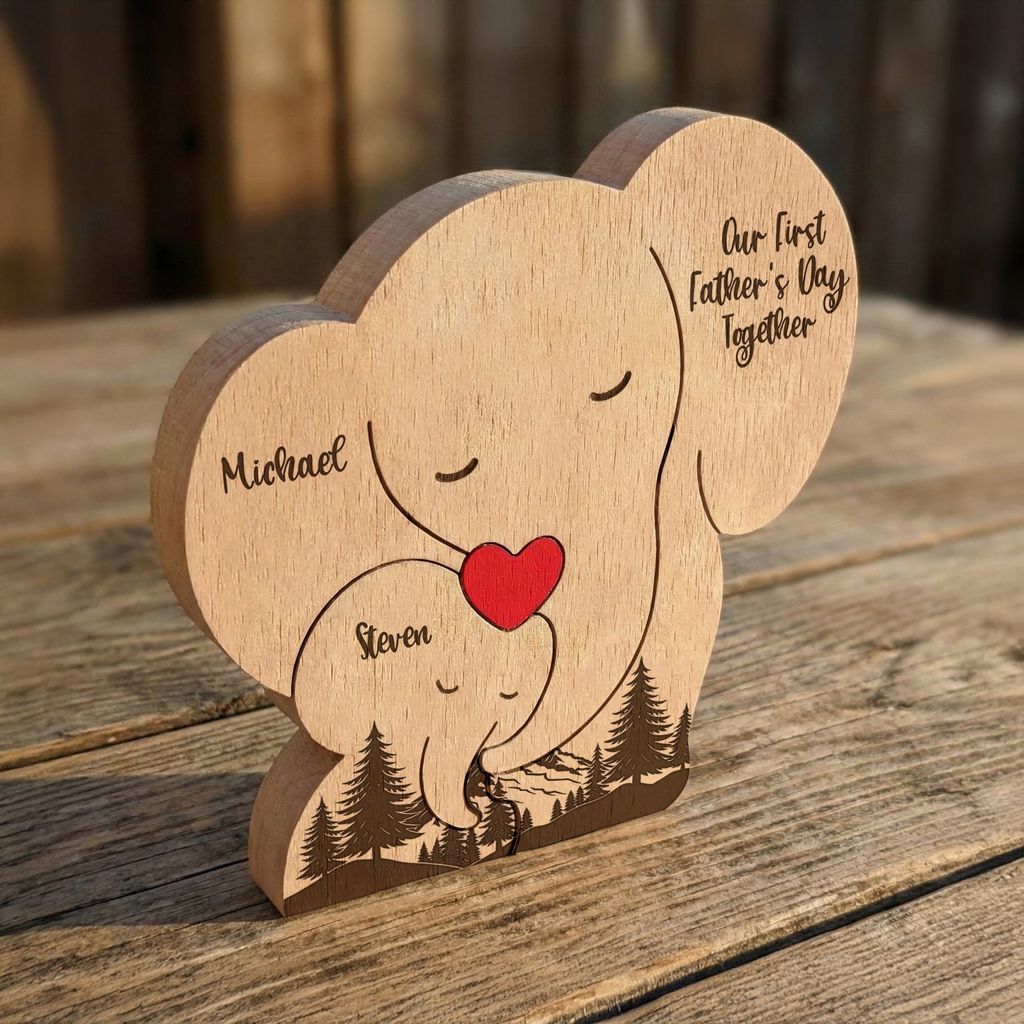 Our-1st-Father's-Day-Together-Elephant-Dad-&-Baby-Forest-Style-Personalized-Puzzle-5