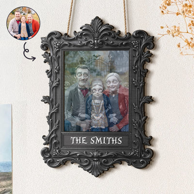 Our Family Gothic Portrait Spooky Halloween - Personalized Wood Sign