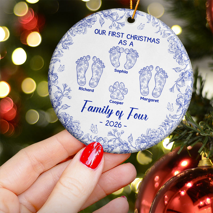 Our-First-Christmas-As-A-Family-Of-Three,-Four-Personalized-Ceramic-Ornament-3