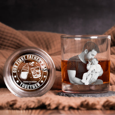 Our First Father’s Day Together - First Father's Day Gifts For New Dad - Personalized Whiskey Glass