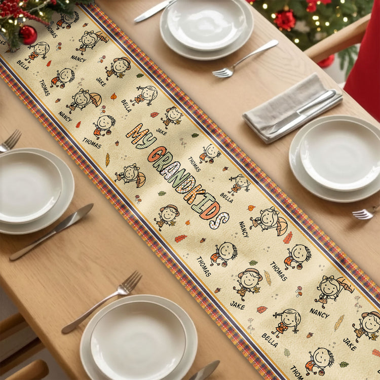 Our-Grandkids-Doodle-Fall-Vibe-Personalized-Table-Runner-1