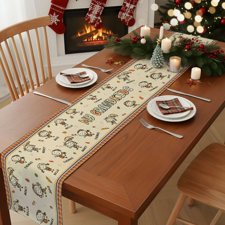 Our-Grandkids-Doodle-Fall-Vibe-Personalized-Table-Runner-2