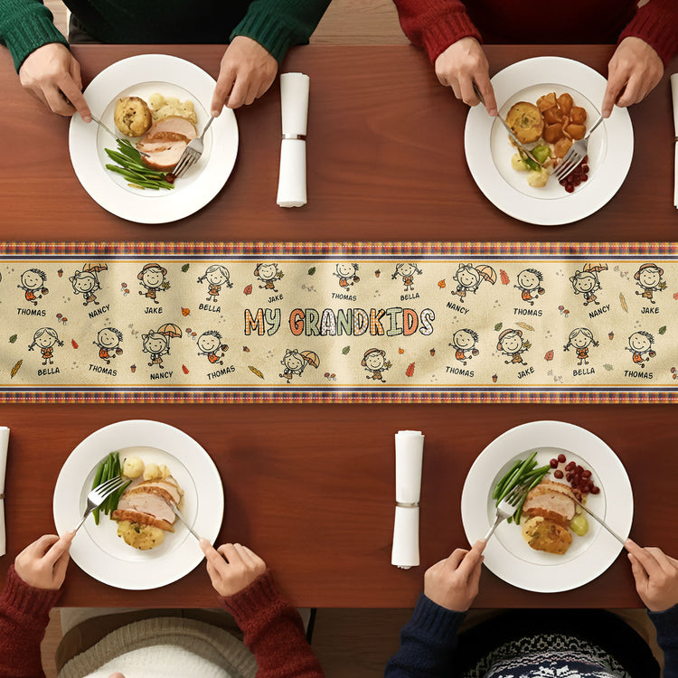 Our-Grandkids-Doodle-Fall-Vibe-Personalized-Table-Runner-4