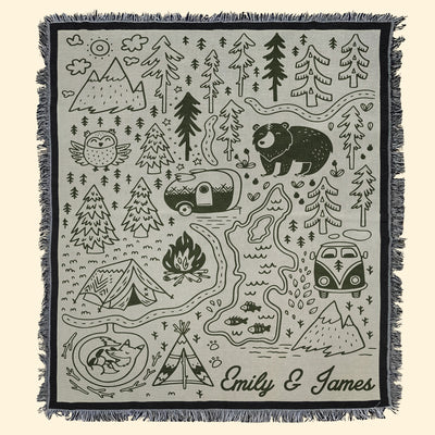 Outdoorsy Couple Gift For Nature Lover, Campers - Personalized Blanket
