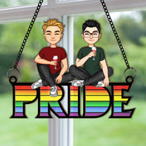 PRIDE Love Is Love - Personalized Window Hanging Suncatcher Ornament