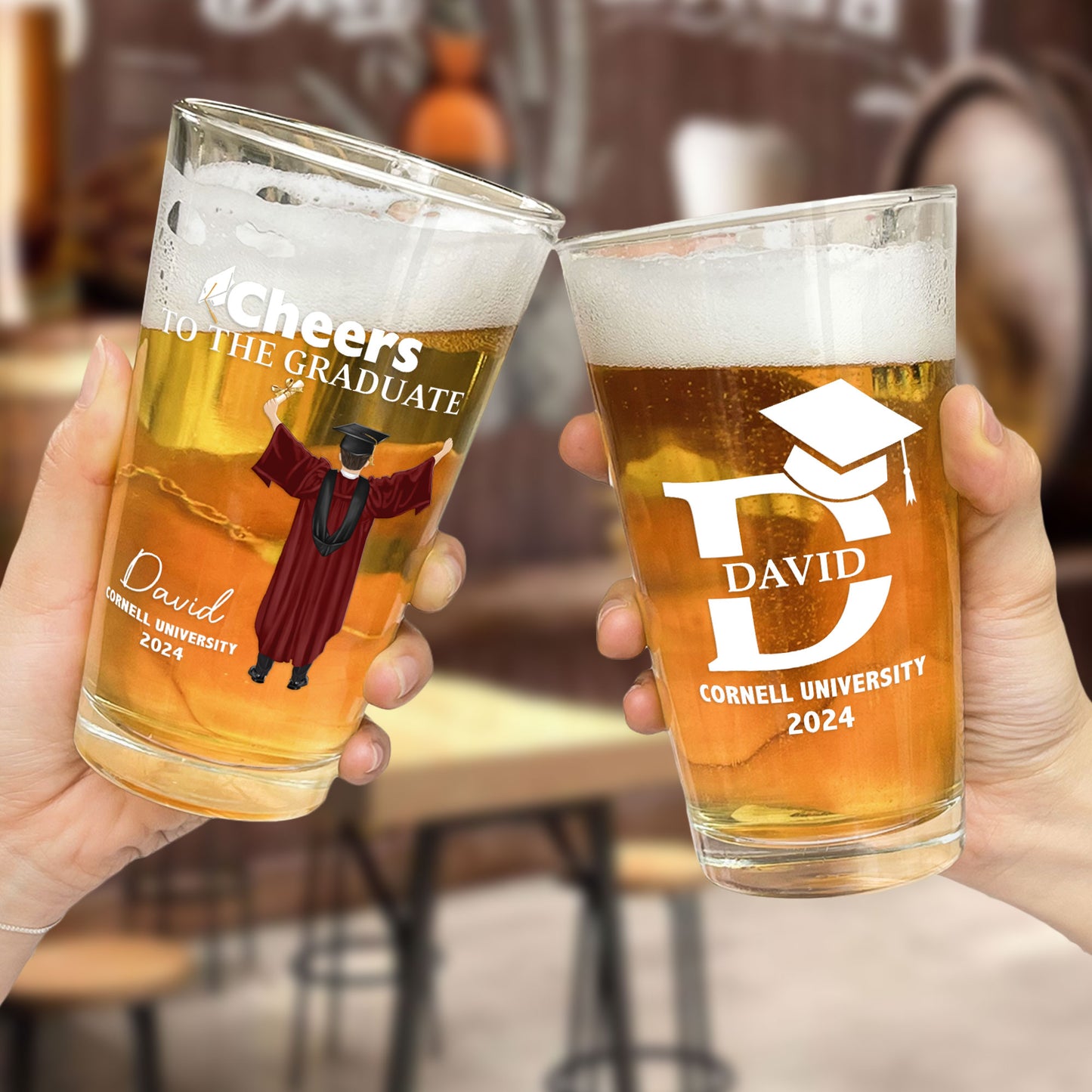 Pairs Well With Graduating - Personalized Beer Glass