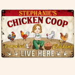 Pampered Chickens Live Here - Personalized Metal Sign - Chicken Coop Decoration, Funny Chicken, Farmhouse Decorations Gift For Chicken Lovers, Farmer