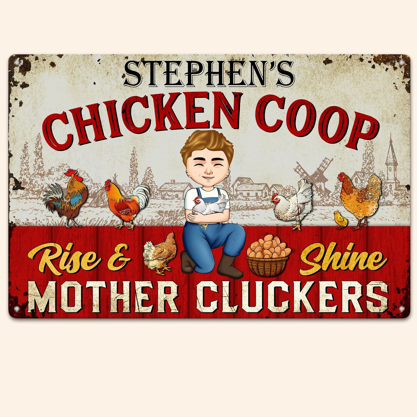 Rise And Shine Mother Cluckers - Personalized Metal Sign