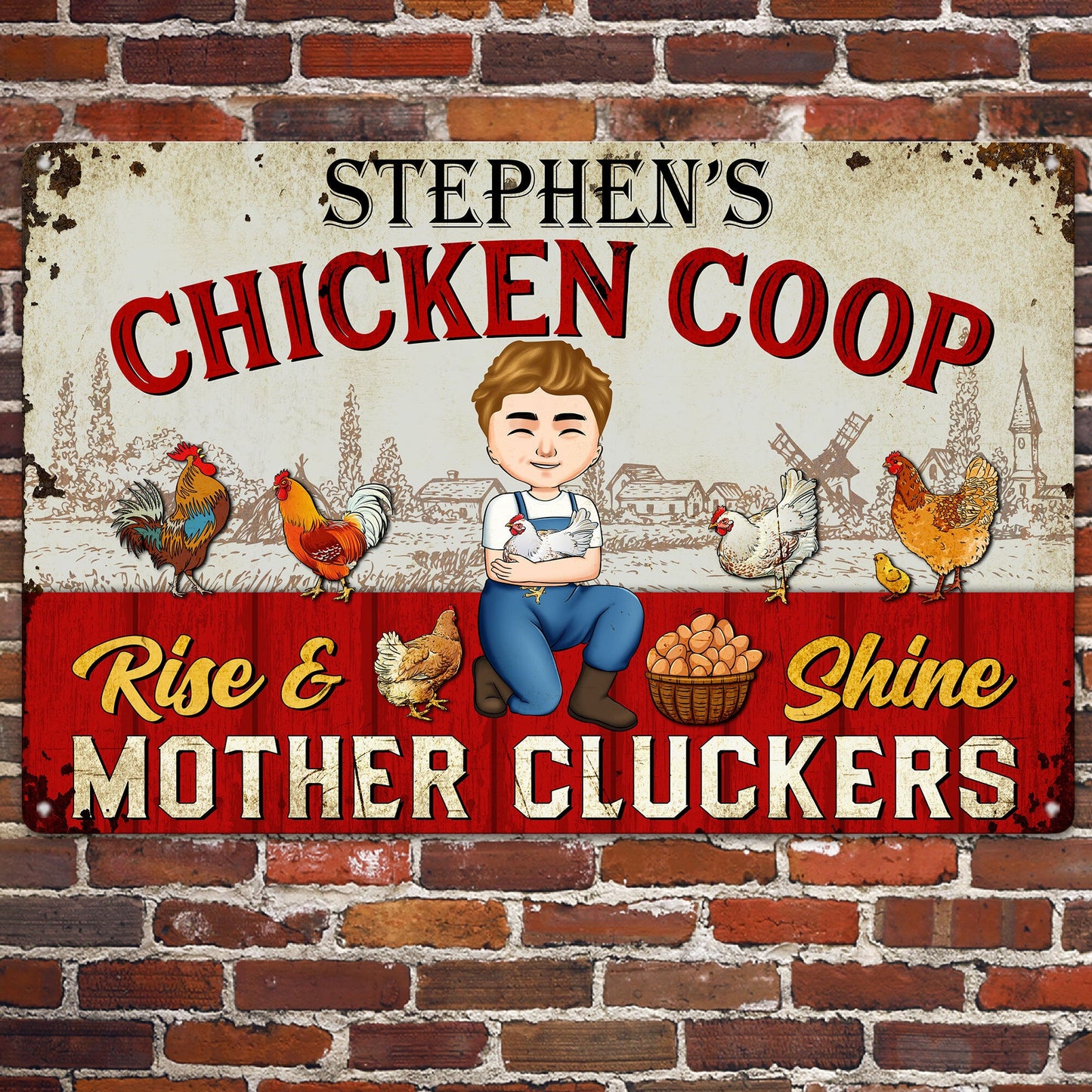 Rise And Shine Mother Cluckers - Personalized Metal Sign