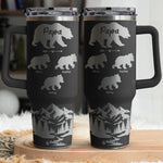 Papa Bear Gift For Grandpa, Daddy - Personalized 40oz Tumbler