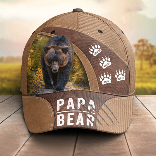 Papa Bear Grandpa Bear Daddy Bear With Cubs Names - Personalized Classic Cap