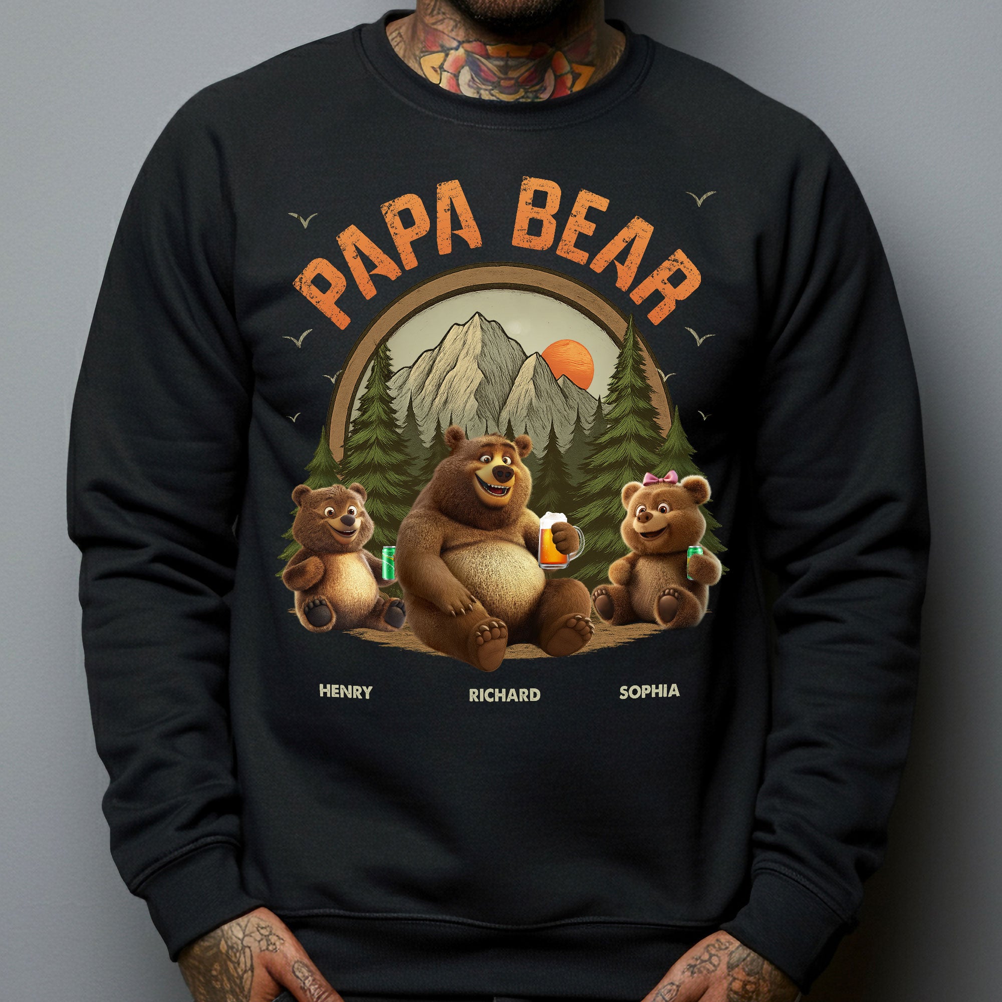 Papa Bear - New Style - Personalized Shirt