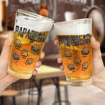 Papa Bear Paw Prints - Personalized Beer Glass