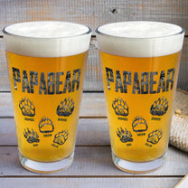 Papa Bear Paw Prints - Personalized Beer Glass