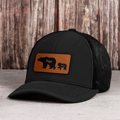 Papa Bear - Personalized Leather Patch Hat