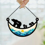 Papa Bear - Personalized Window Hanging Suncatcher Ornament