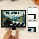 Papa Bear - Personalized Wood And Acrylic Night Light